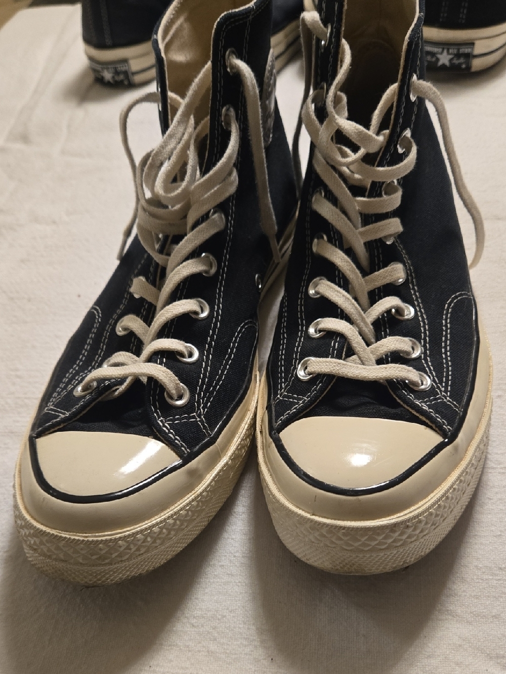 Converse Chuck 70 High-Top Black Canvas Sneakers with Cream Accents